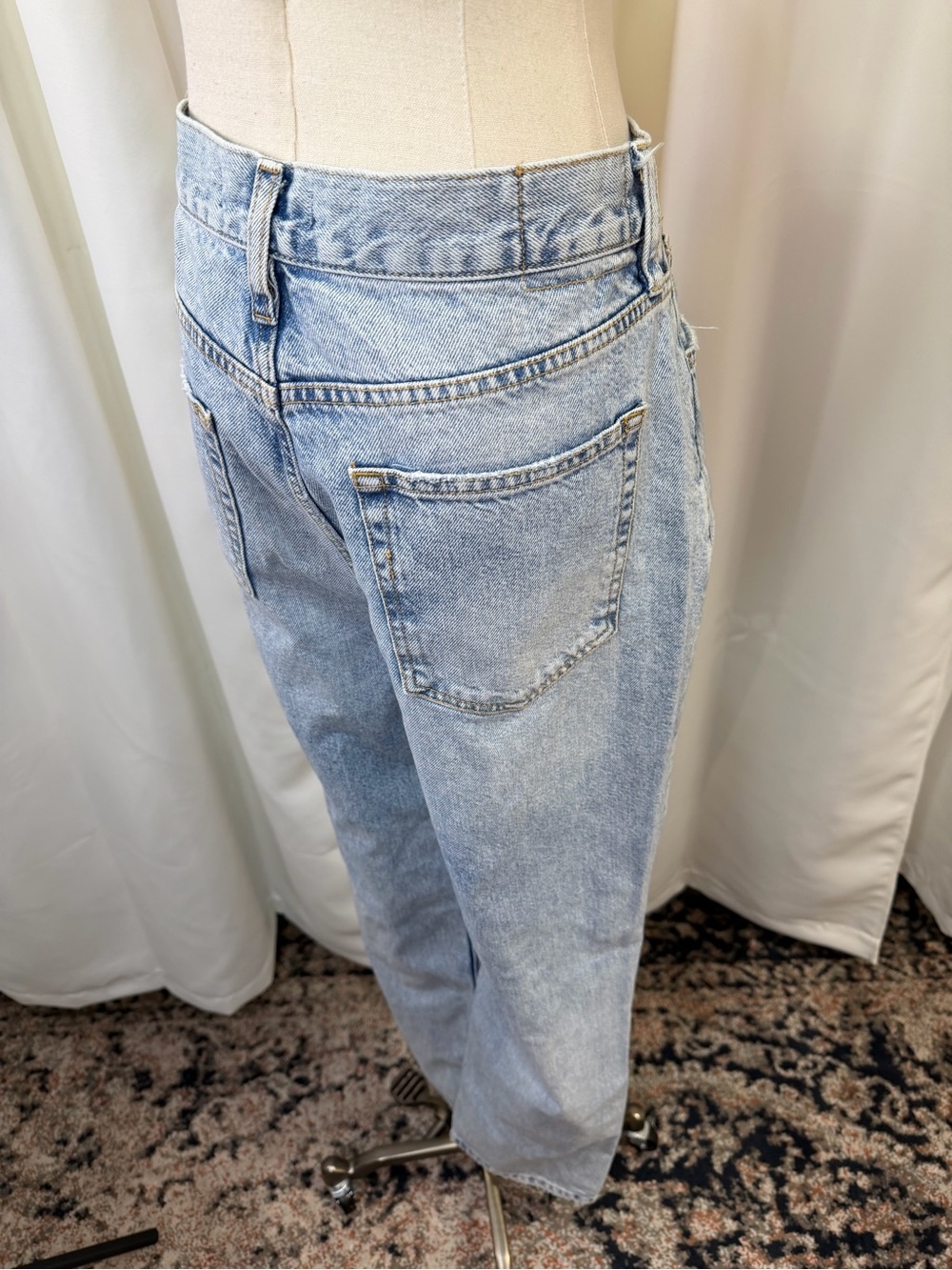 We The Free High Rise Light Blue Distressed Wide Leg Jeans - Picture 12 of 14